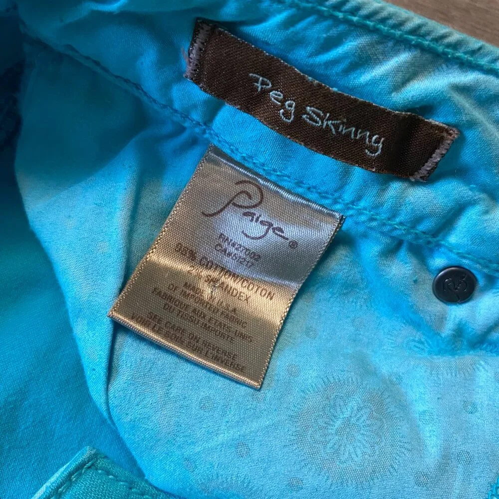 Paige Peg Skinny Bright Blue Denim Jeans Size 30 - Picture 3 of 8